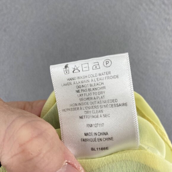 Badgley Mischka Dress Womens 8 Yellow Blue Multi Floral Ombre Maxi Flowy Ruched* - Picture 8 of 12